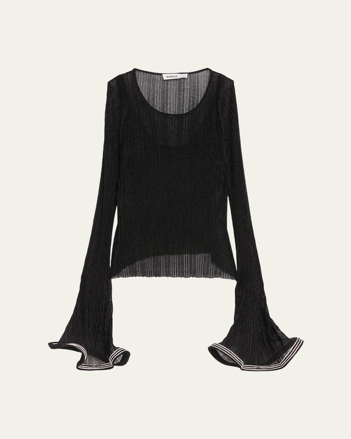SIMKHAI Maebry Long-Sleeve Rib-Knit Top