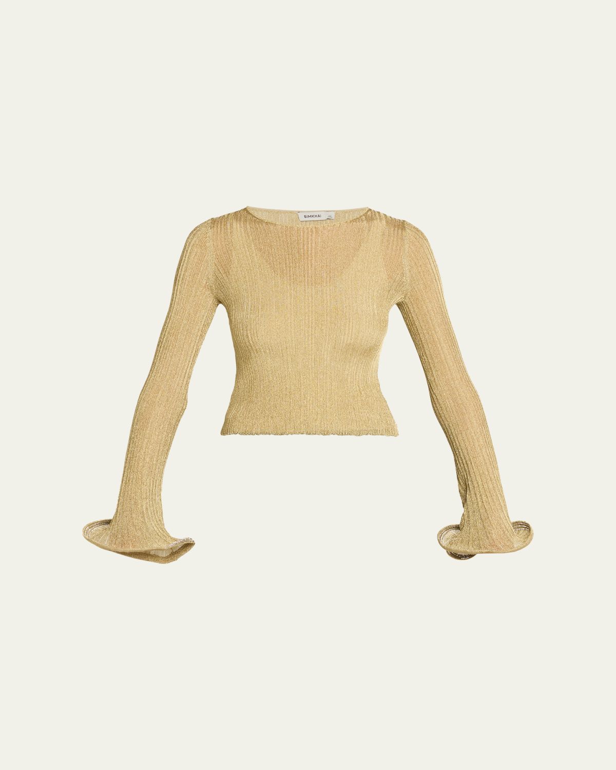 SIMKHAI Maebry Long-Sleeve Rib-Knit Top
