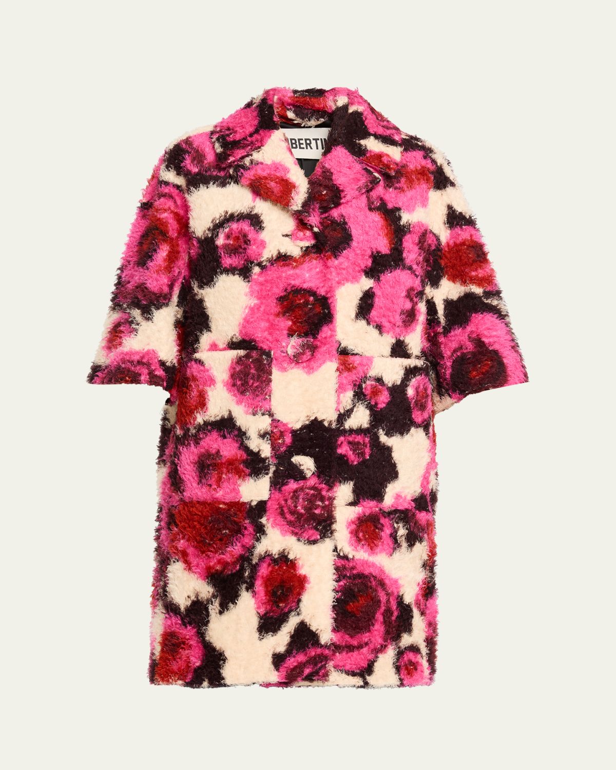 Libertine Fuzzy O'Keefe 3/4-Sleeve Single-Breasted Coat