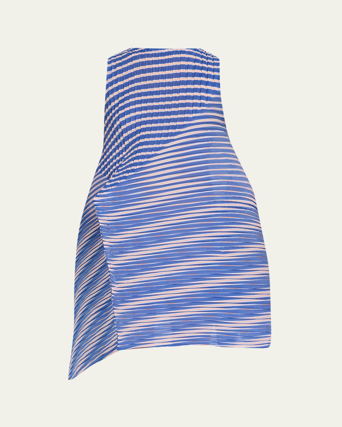 Issey Miyake Sleeveless Generic Stripes Sculpted Mini Dress