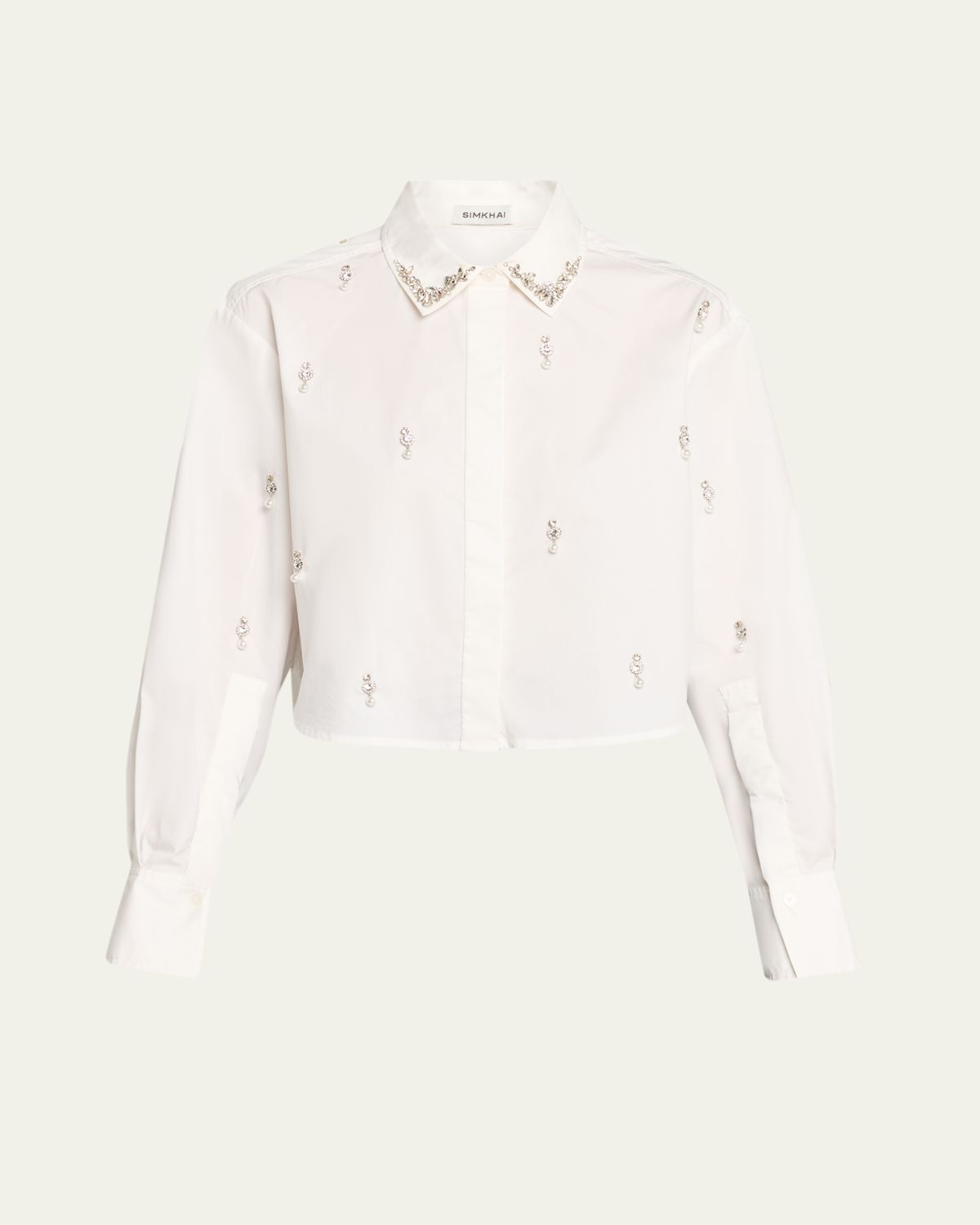 SIMKHAI Renata Embellished Cropped Shirt