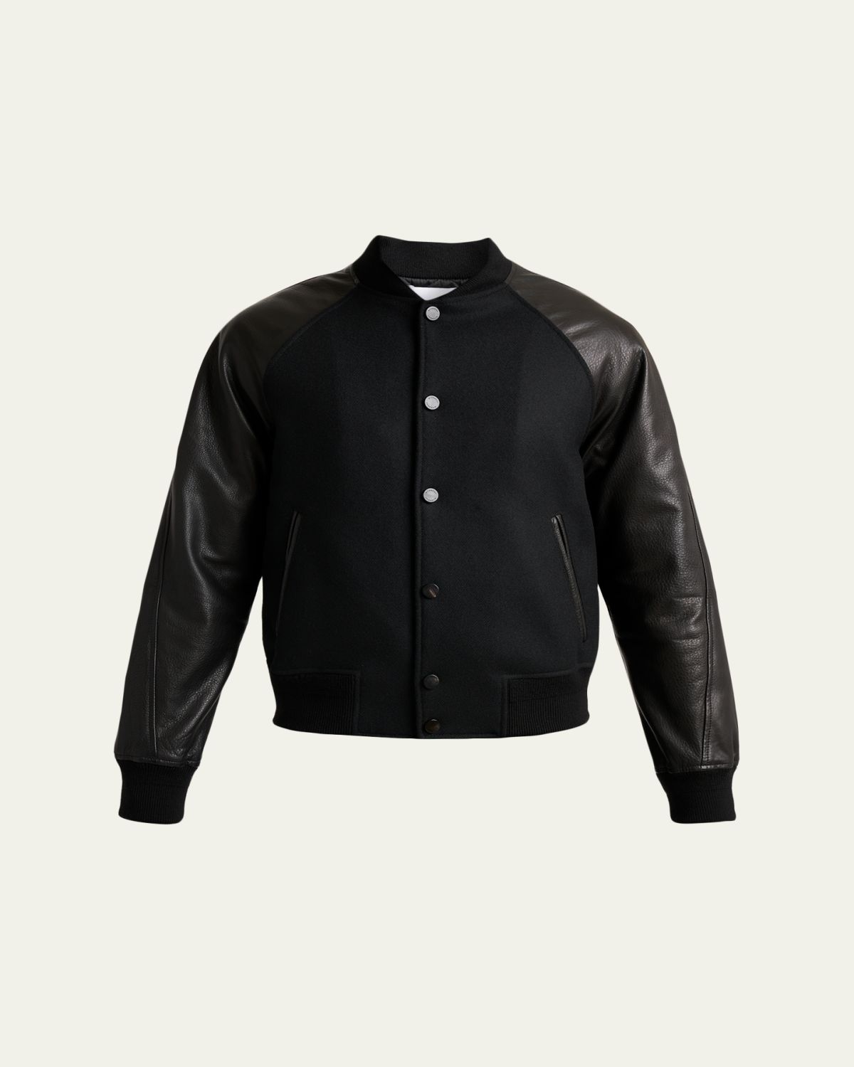 Givenchy Men 's Mixed Material Wool and Leather Bomber Jacket