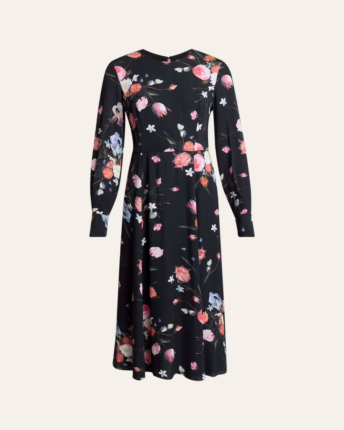 Erdem Floral-Print Long-Sleeve Midi Dress