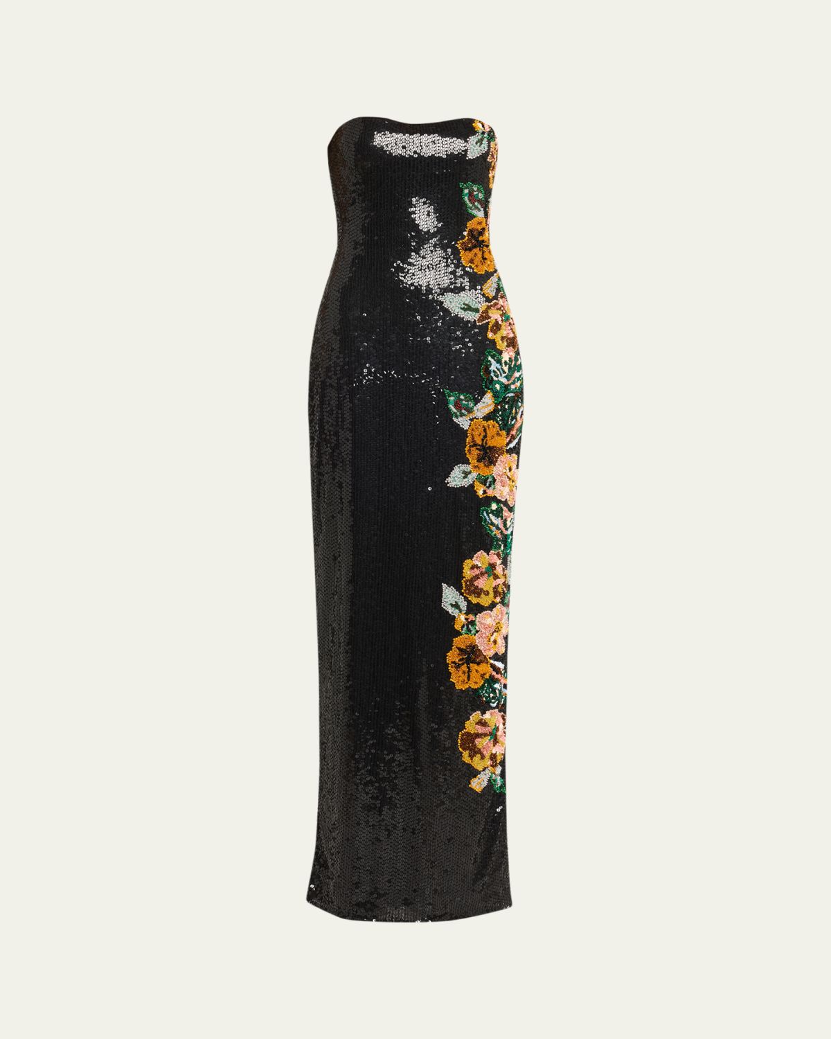 Atelier Prabal Gurung Shalom Strapless Floral Sequined Gown