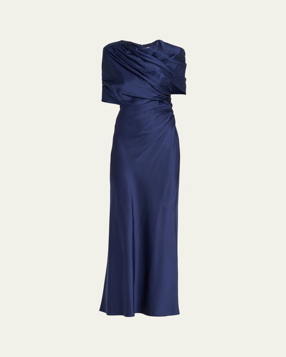 Draped Capelet Satin Gown