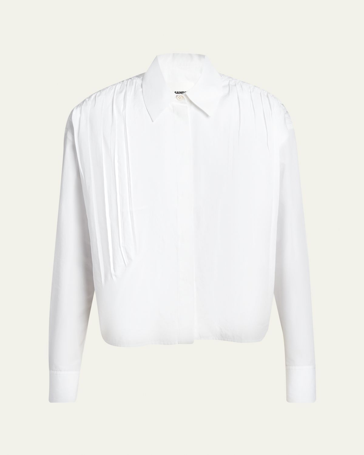 Jil Sander Gathered Shoulder Cotton Poplin Button-Down Shirt