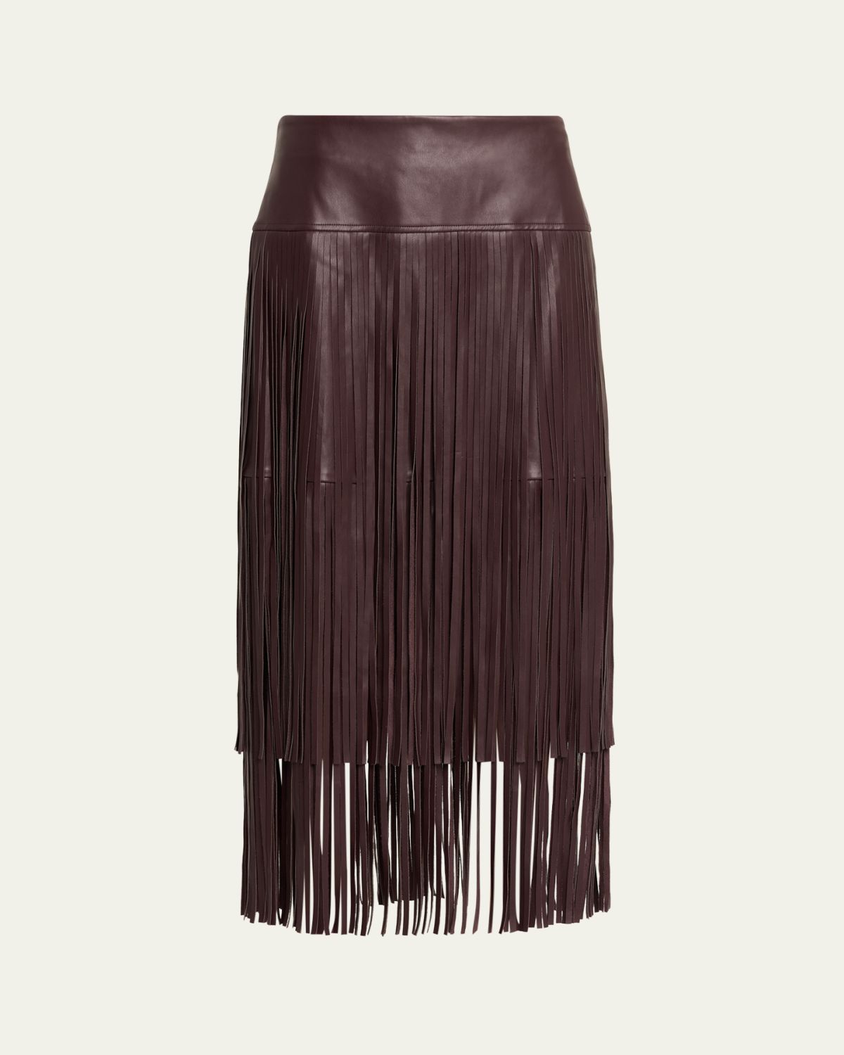 L 'Agence Karolina Faux Leather Fringe Skirt