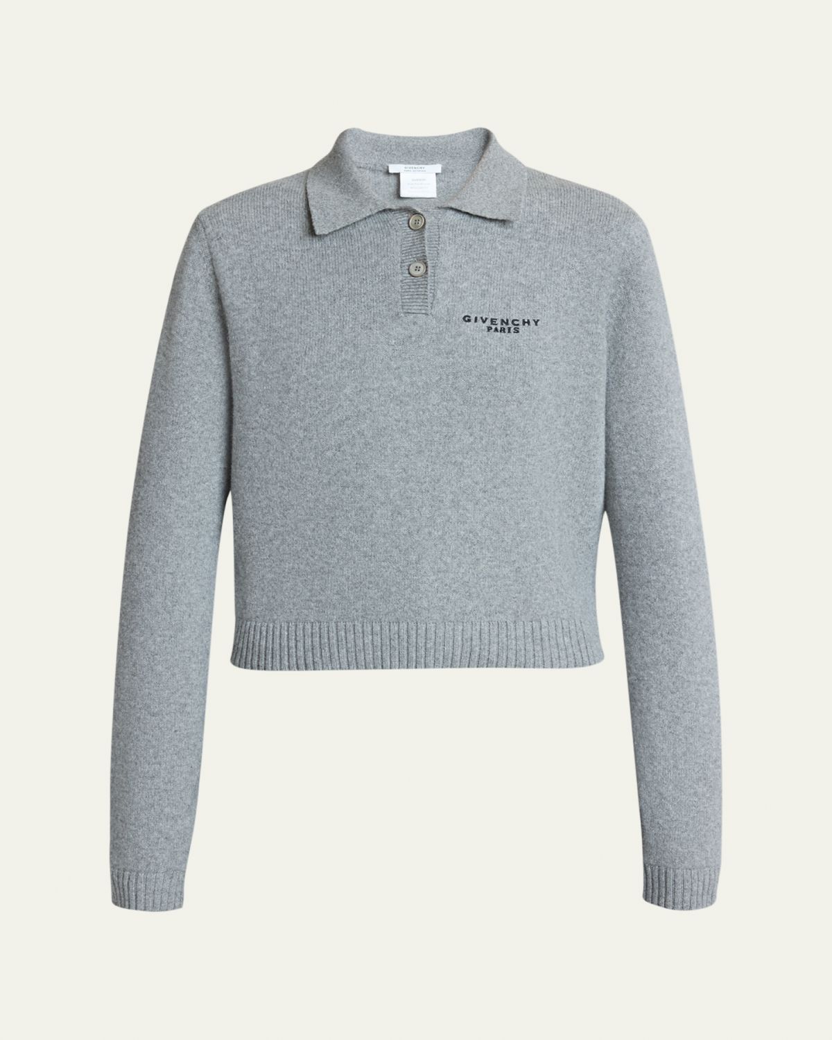 Givenchy Logo Embroidered Wool-Cashmere Polo Sweater
