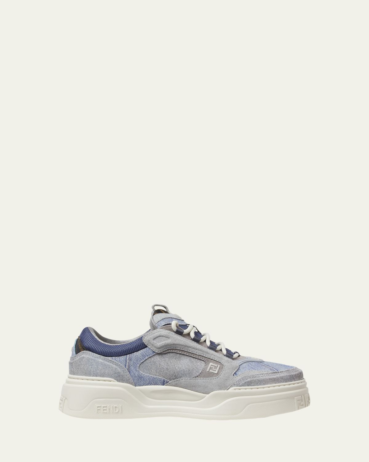 Fendi Men's Force Denim Chunky Low-Top Sneakers