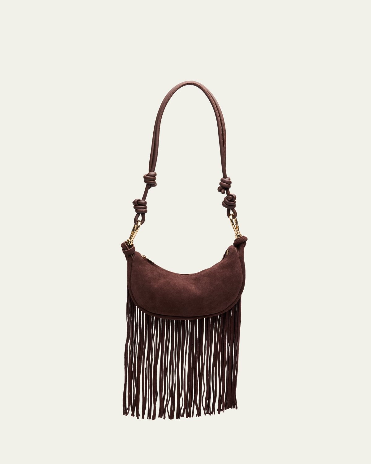 SIMKHAI Avery Fringed Suede Crescent Shoulder Bag