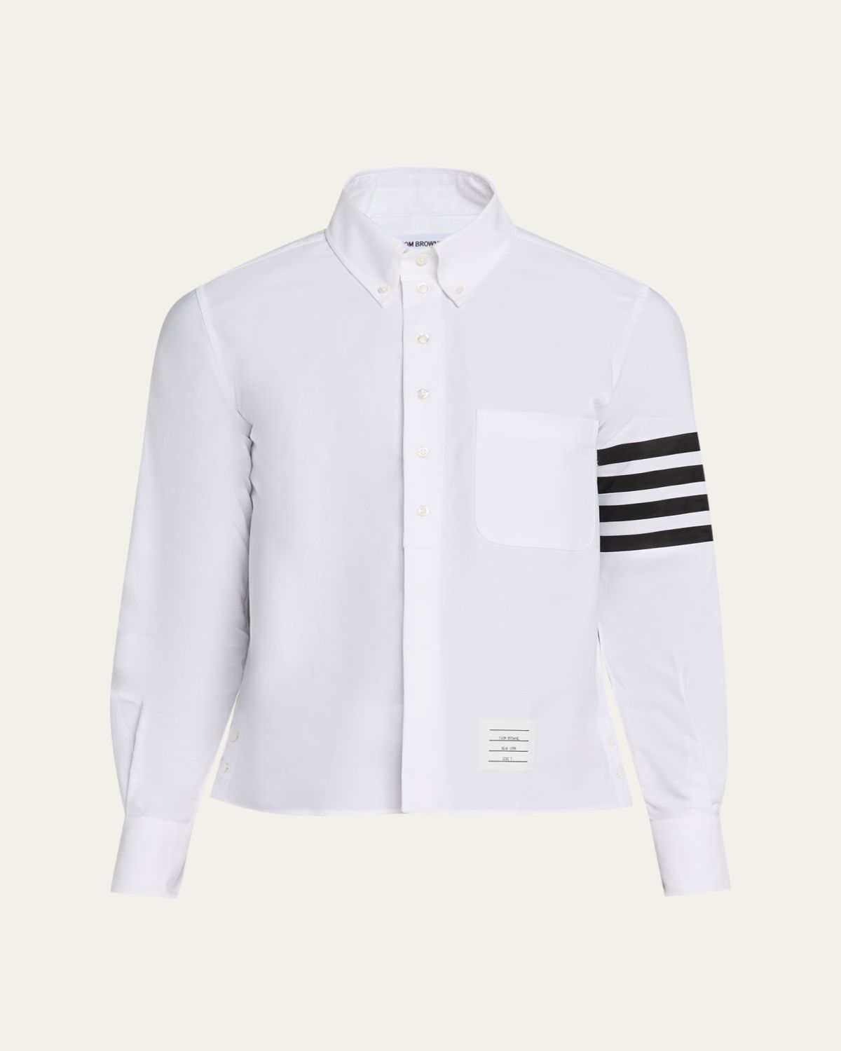 Thom Browne Men 's Cotton and Silk Straight Fit 4-Bar Sleeve Sport Shirt