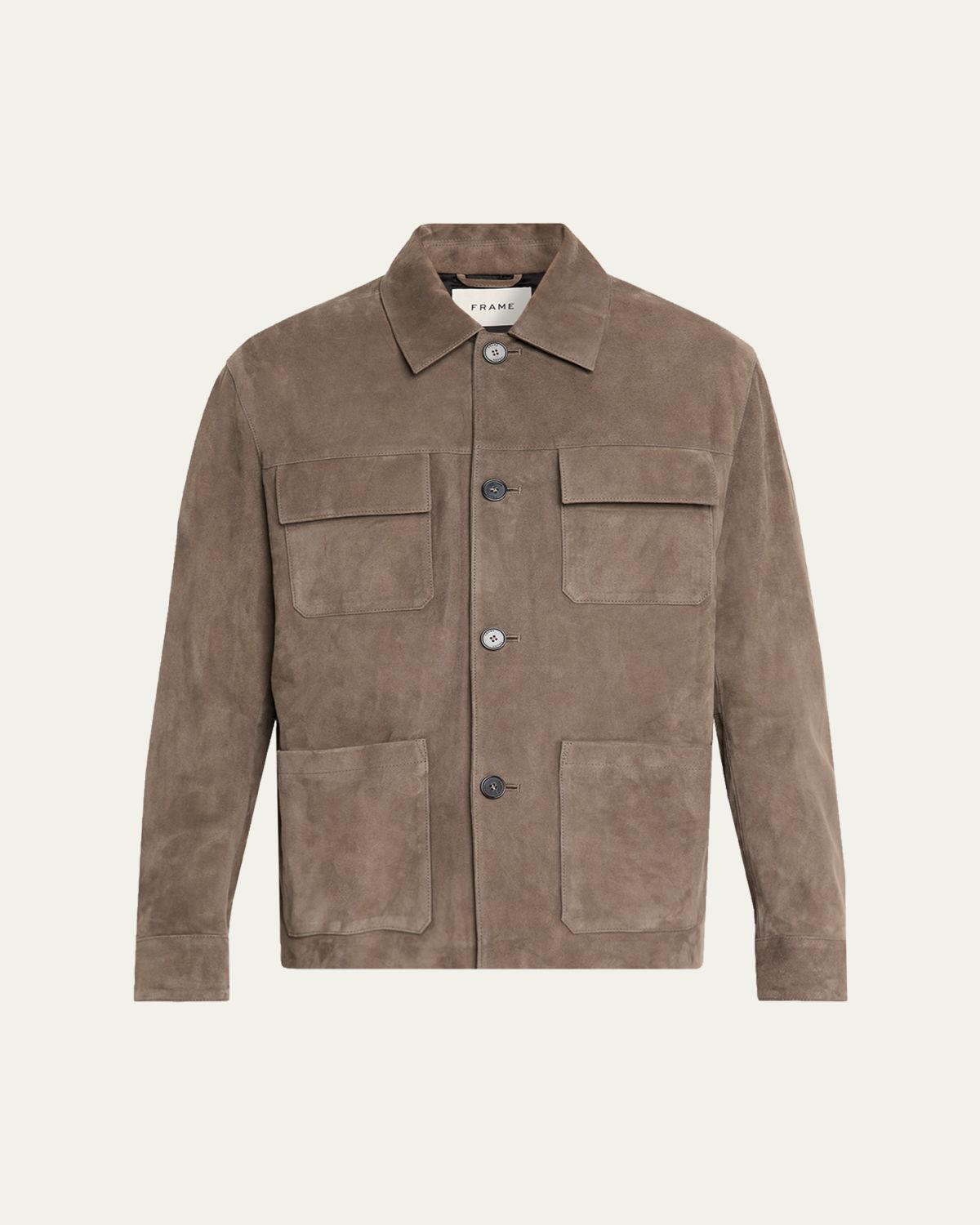 FRAME Men 's Taupe Suede Chore Coat