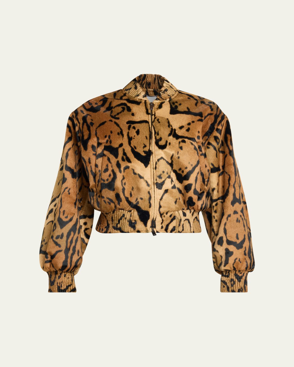 Stella McCartney Cloud Leopard Velvet Bomber Jacket
