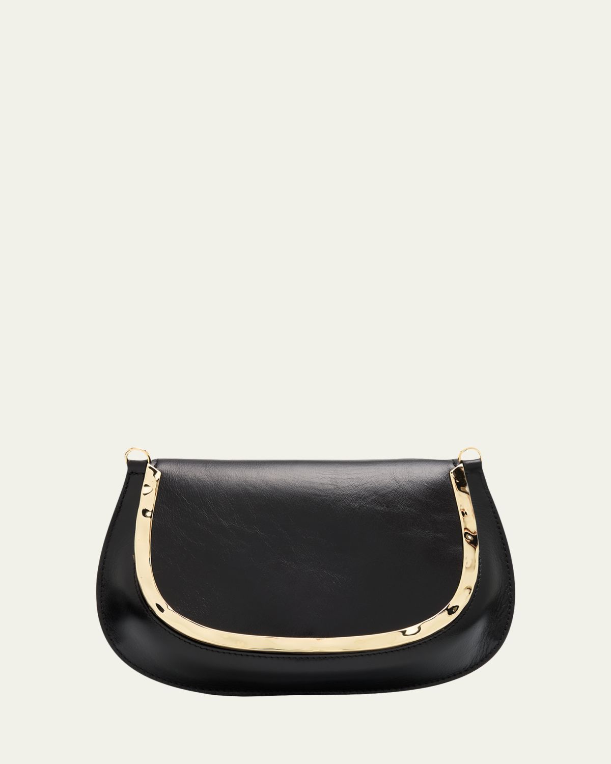SIMKHAI Logan Metal-Trim Shiny Leather Crossbody Bag