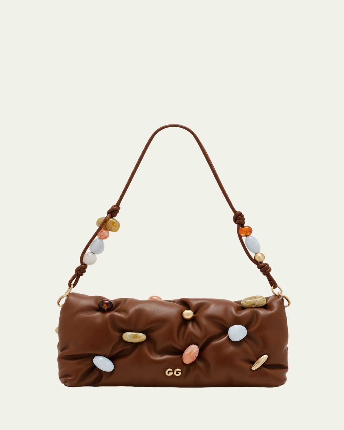 Cult Gaia Amalia Acrylic Bead-Embellished Leather Clutch Bag