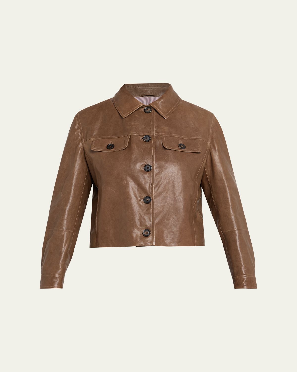 Brunello Cucinelli Button-Down Leather Jacket