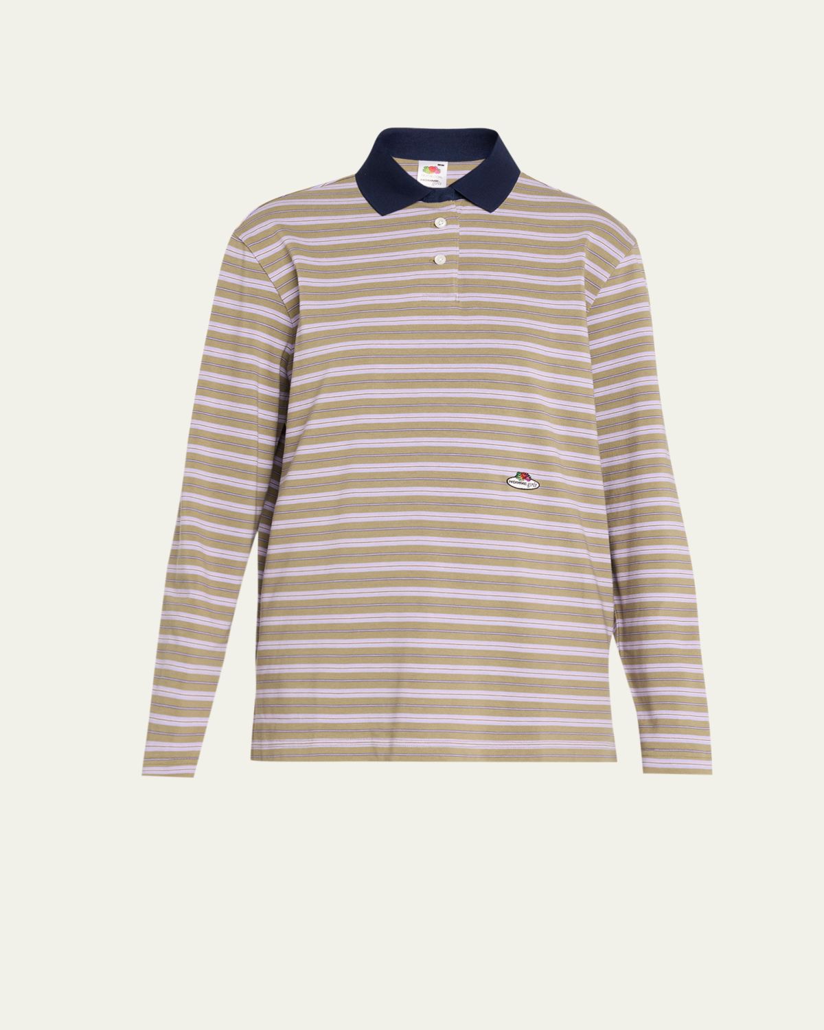 HOMMEGIRLS x Fruit Of The Loom Striped Long-Sleeve Polo Shirt
