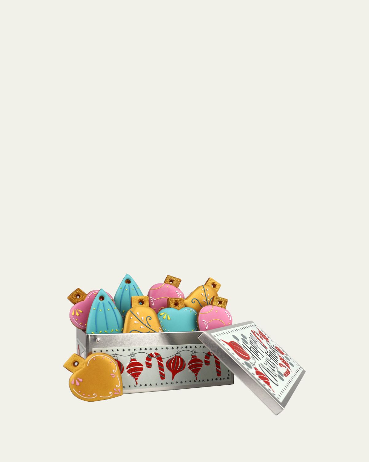 Biscuiteers Christmas Decorations Iced Gingerbread Biscuit Tin, 9 Count