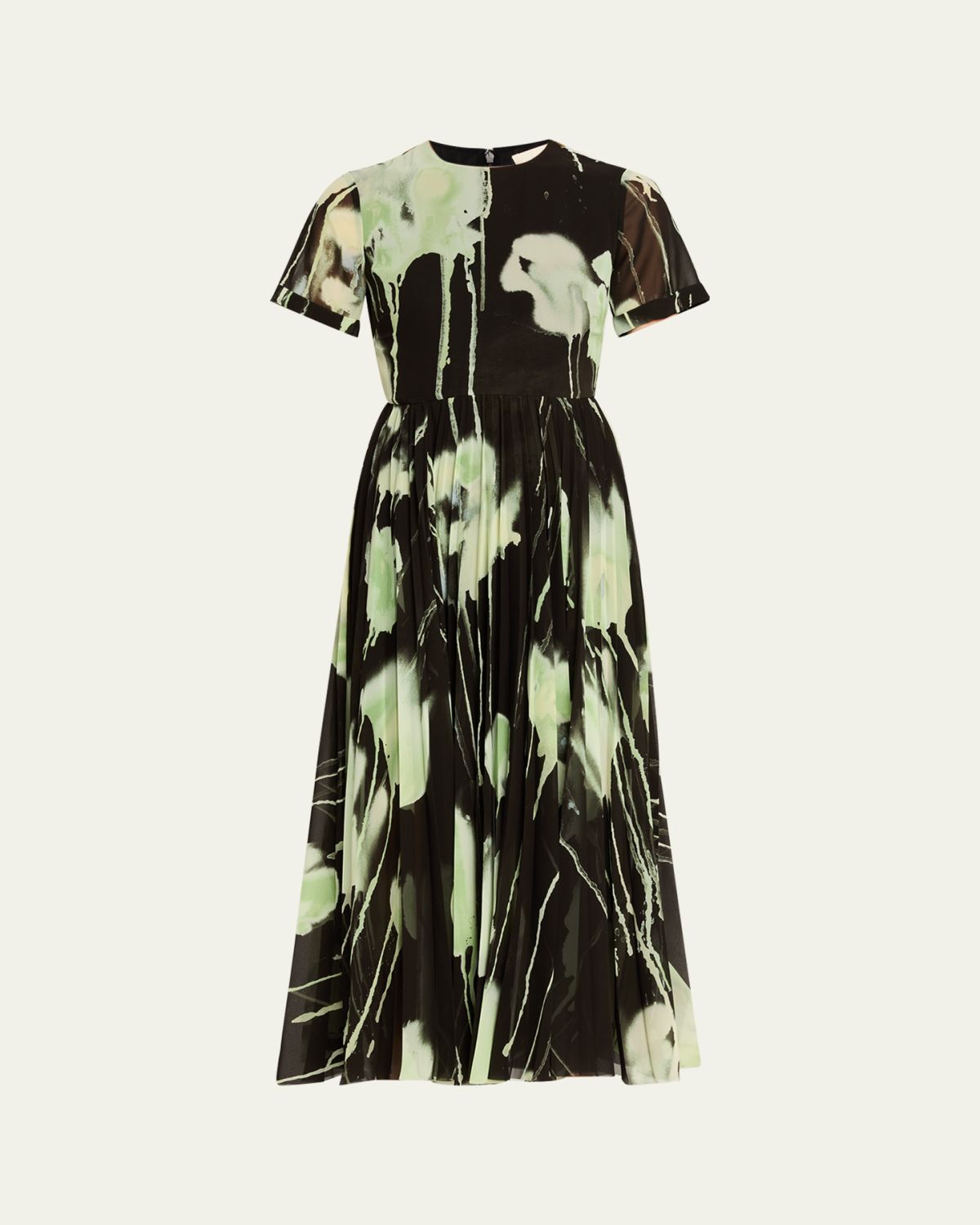 Jason Wu Collection Pleated Watercolor-Print Midi Dress