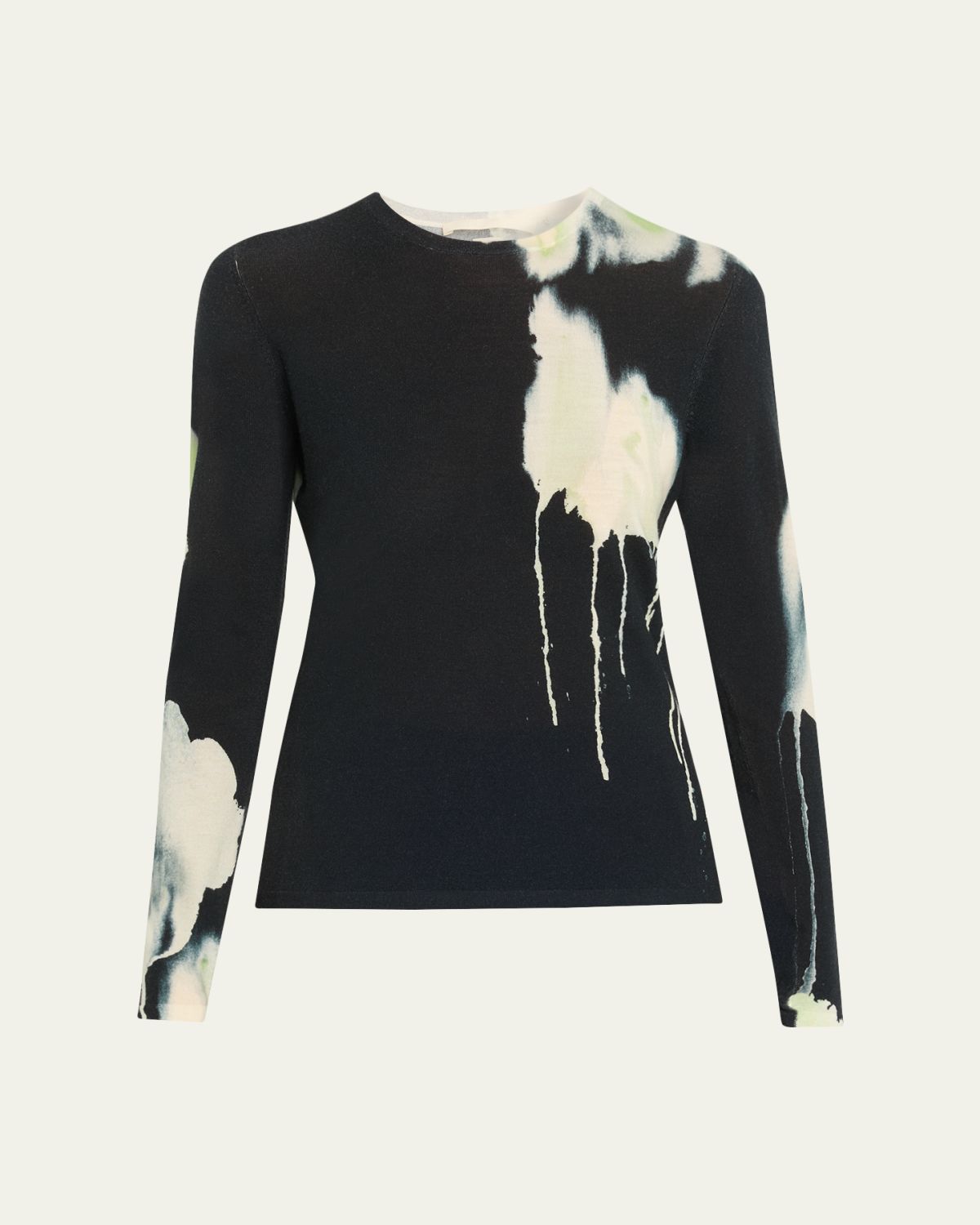 Jason Wu Collection Watercolor Floral erino Wool Crewneck Sweater