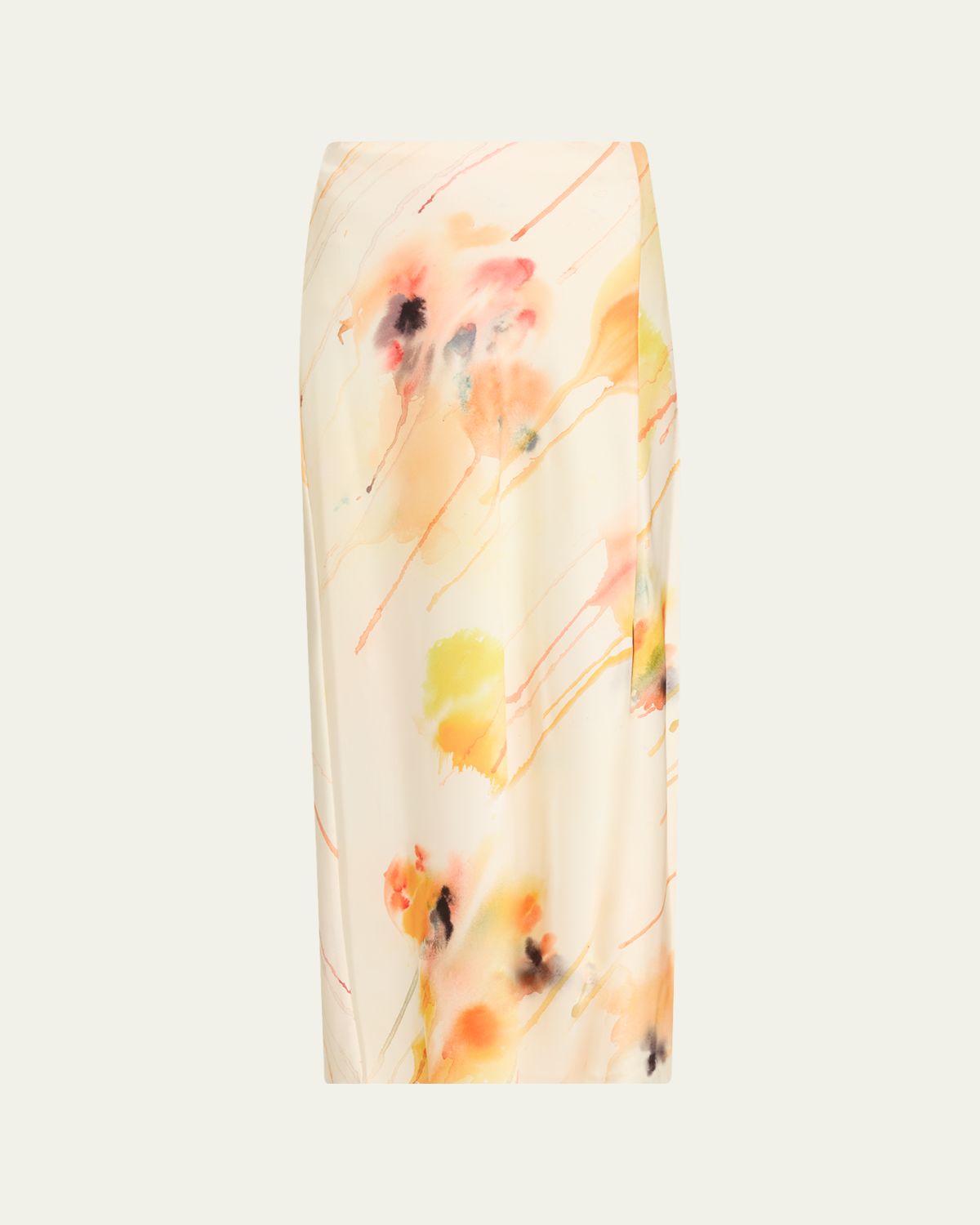 Jason Wu Collection Washed Satin Floral-Print Midi Skirt