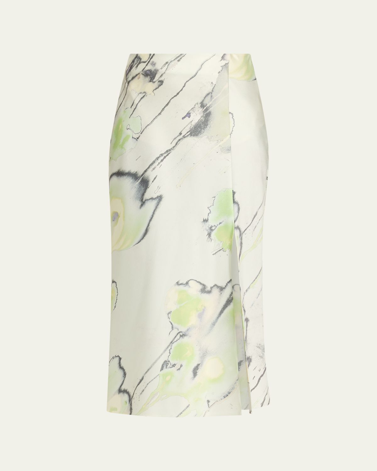 Jason Wu Collection Watercolor Crepe Satin Slip Midi Skirt