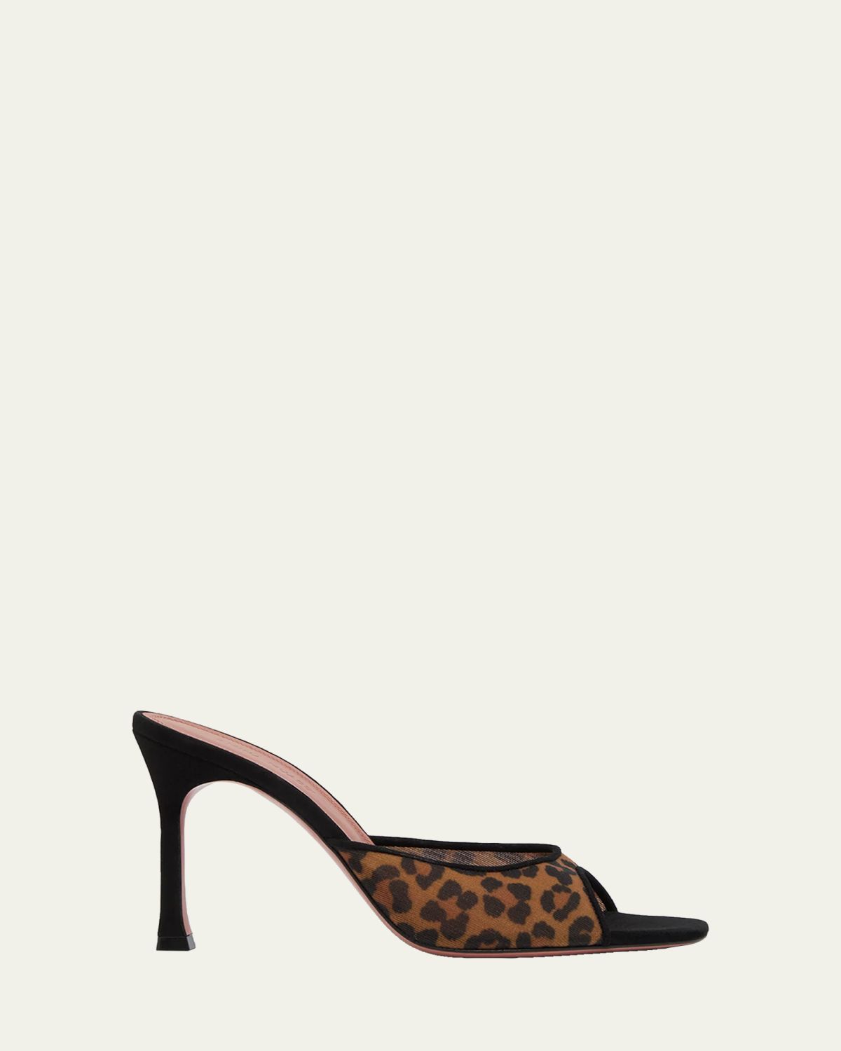 Amina Muaddi Alexa Leopard Mesh Mule Pumps