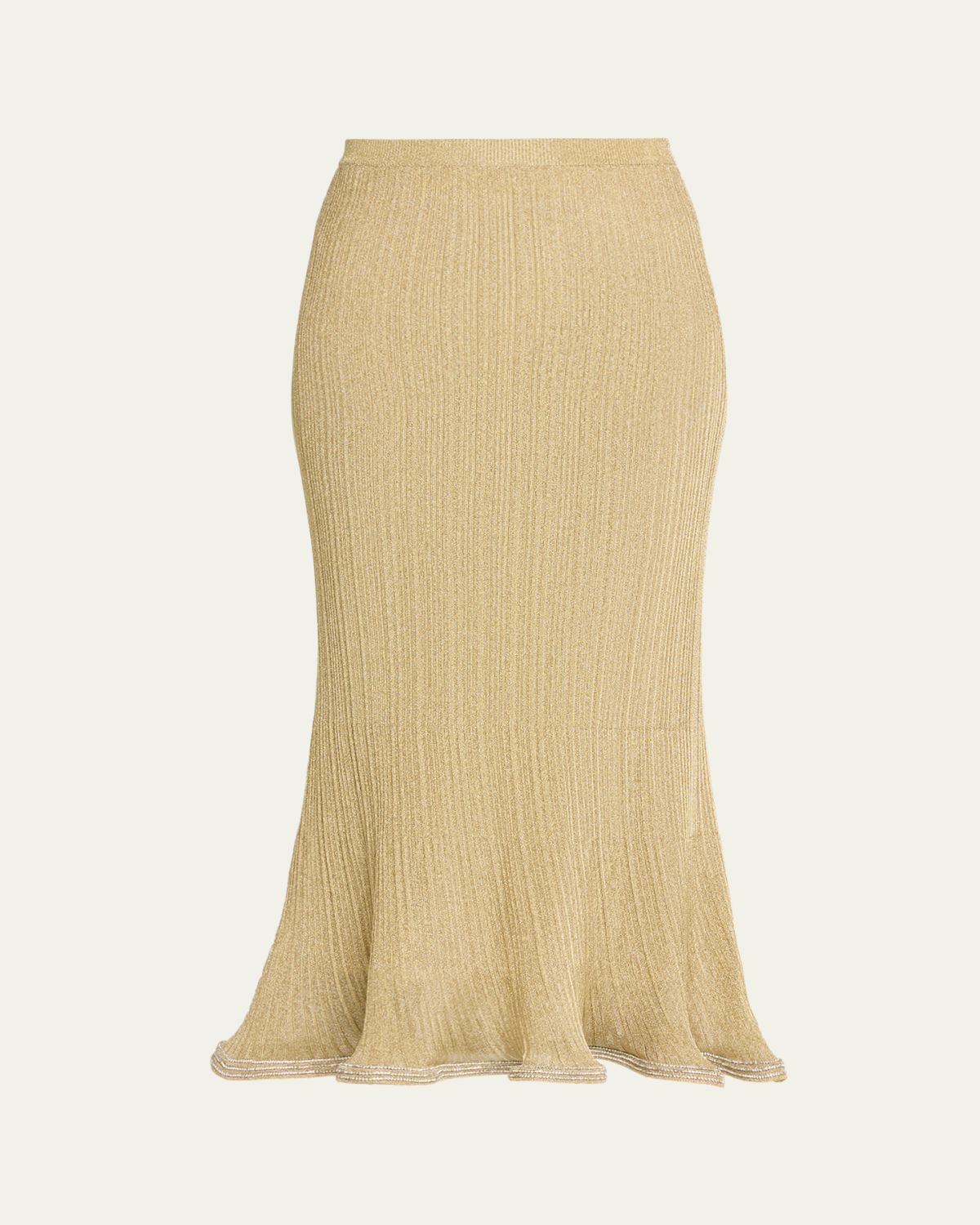 SIMKHAI Brighton Fluted Shimmer Plisse Midi Skirt