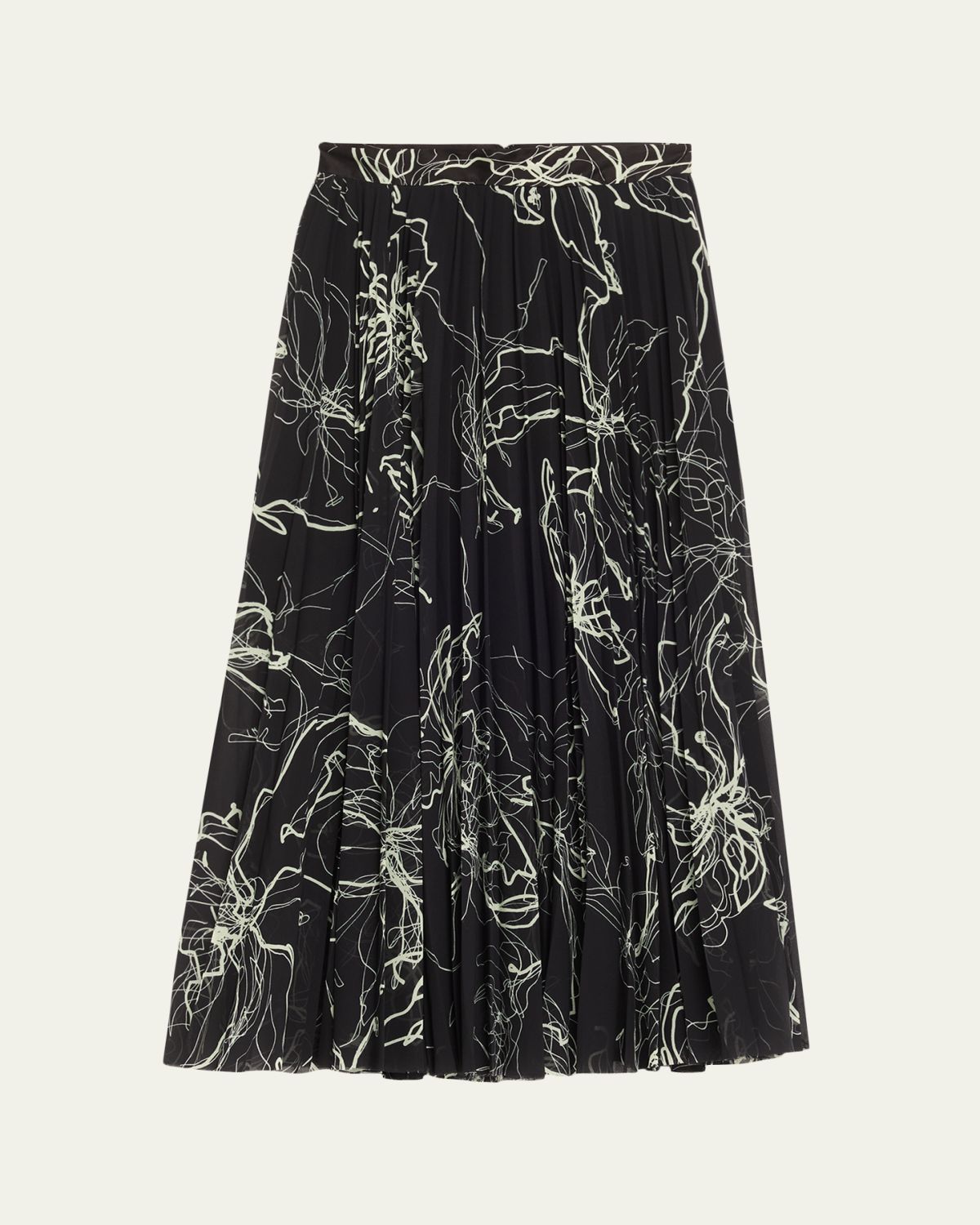 Jason Wu Collection Pleated Floral-Print Chiffon Midi Skirt