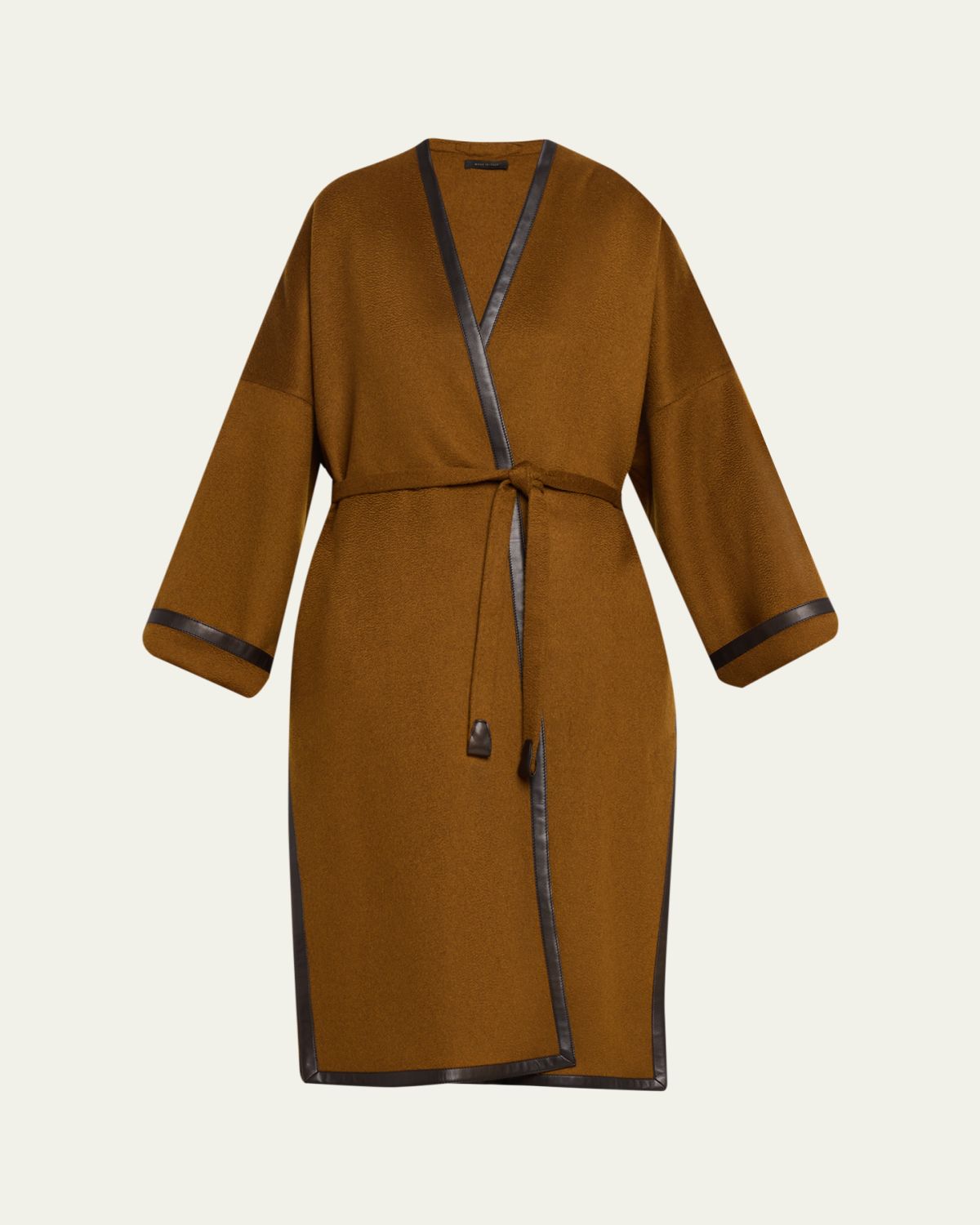 Brioni Leather-Trim Cashmere Oversized Wrap Coat | Thumbnail 6 Brioni Leather-Trim Cashmere Oversized Wrap Coat | Thumbnail 6