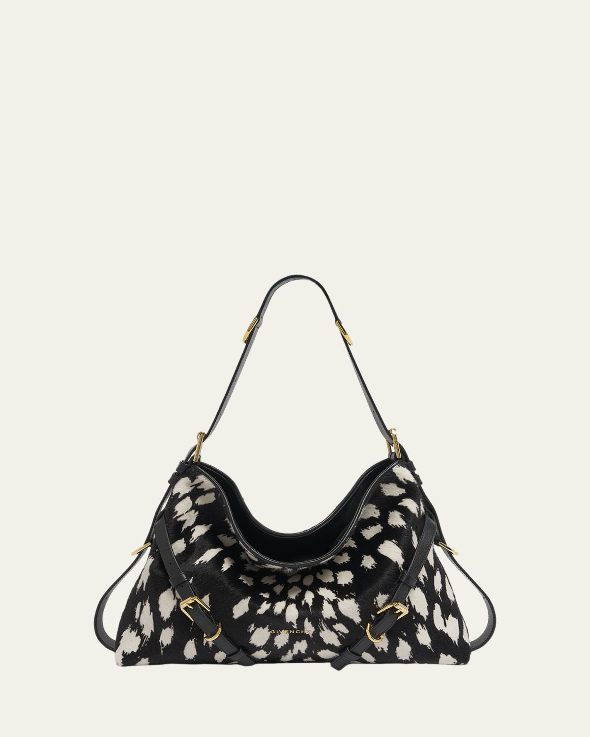 Givenchy Voyou Medium Snow Leopard-Print Calf Hair Shoulder Bag