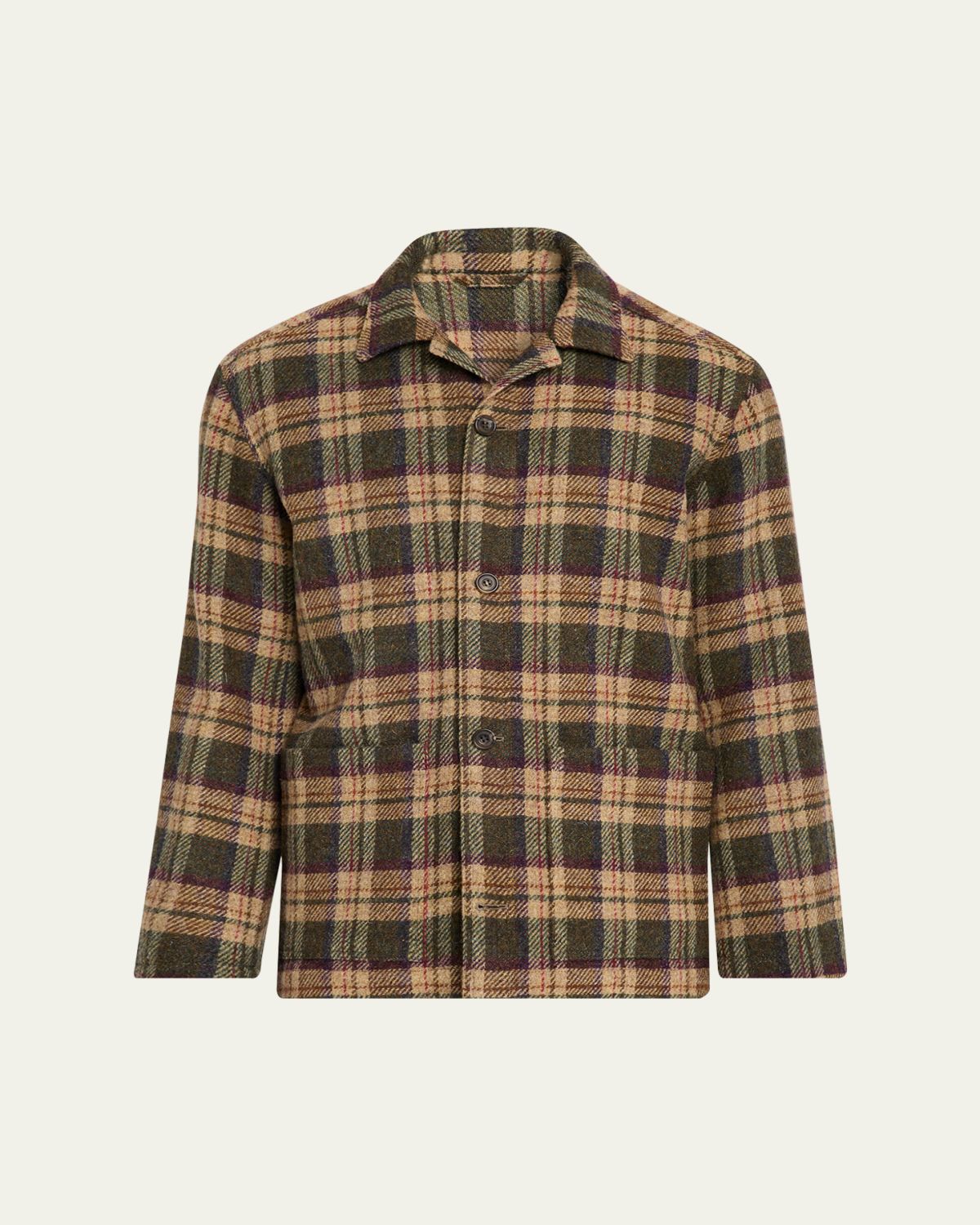 Anderson & Sheppard Men 's Woollen Tartan Overshirt
