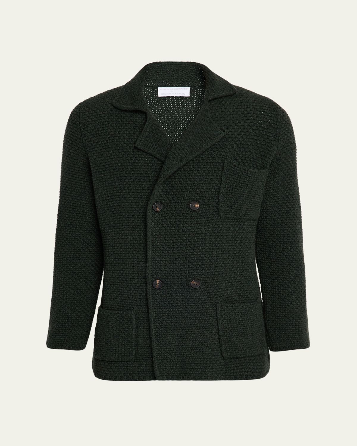 Anderson & Sheppard Men 's Cashmere and Wool Knit Double-Breasted Jacket