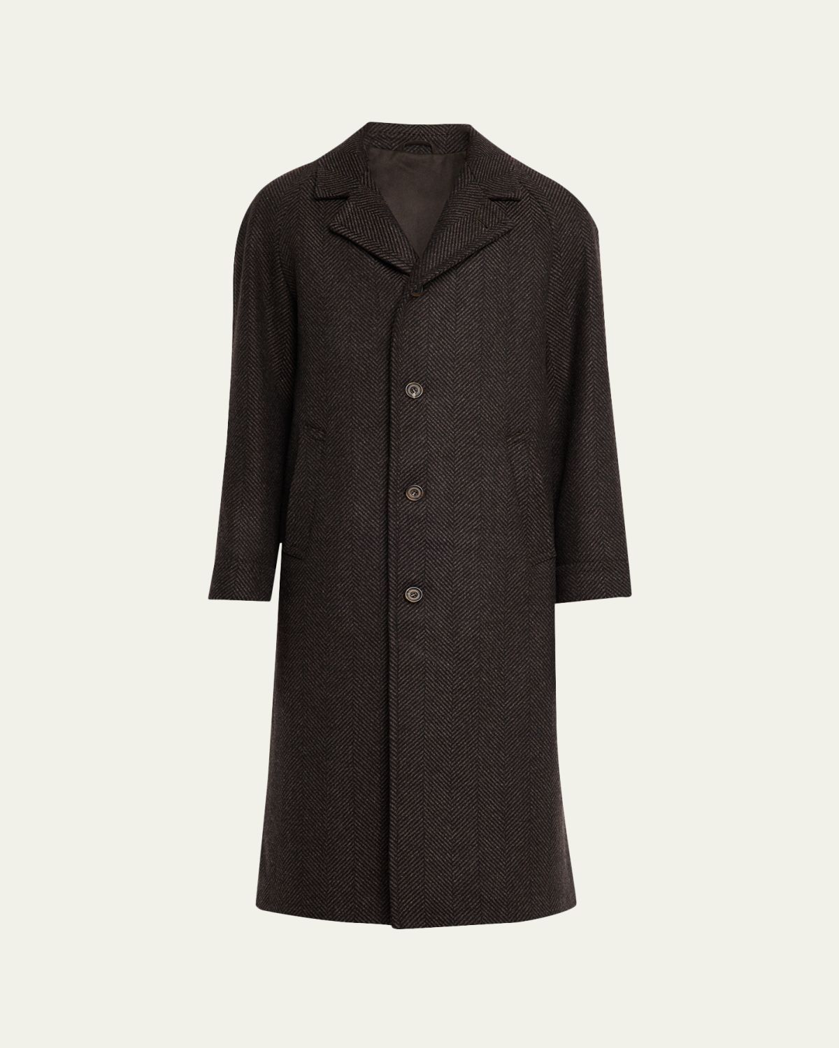 Anderson & Sheppard Men 's Herringbone Wool Overcoat
