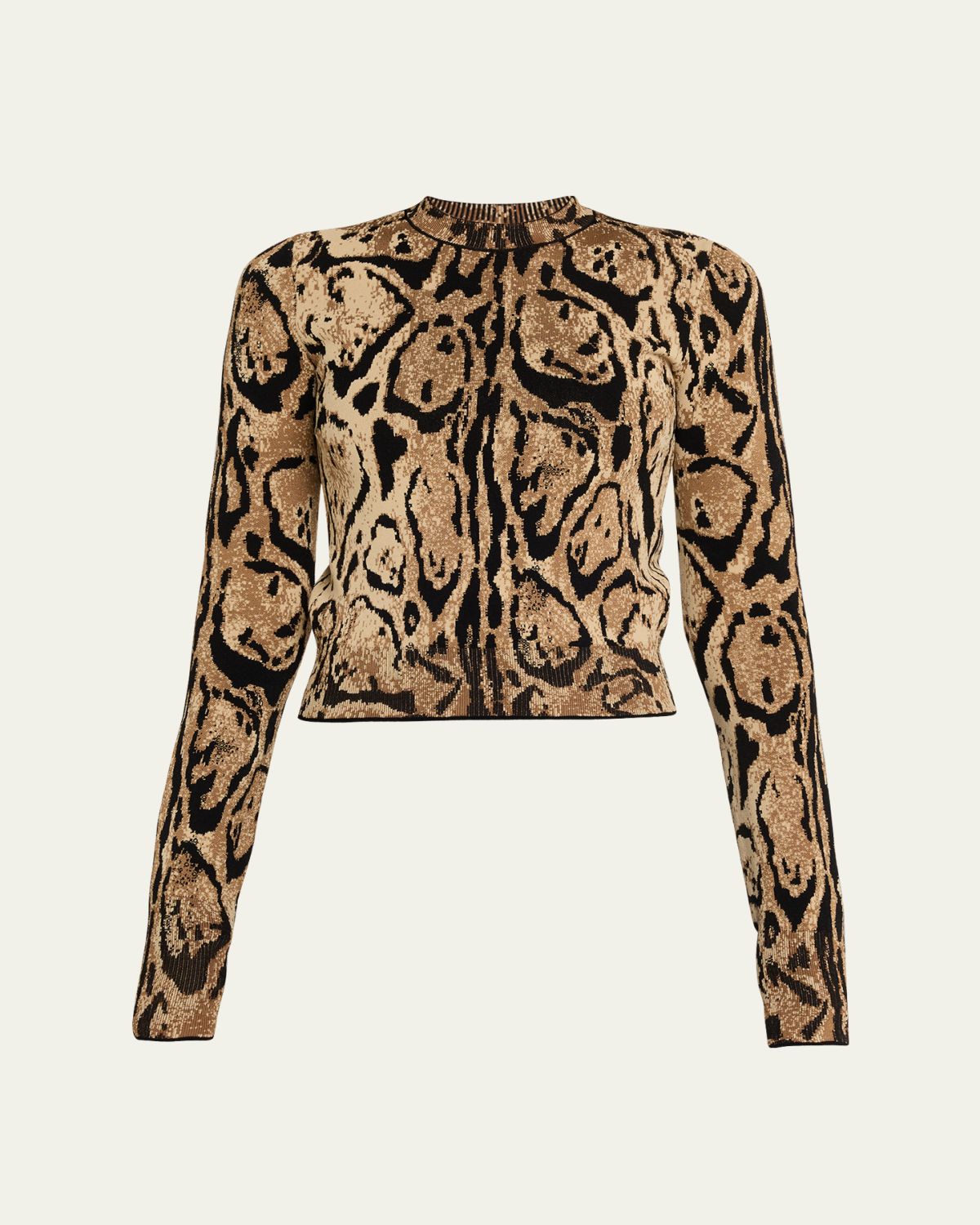 Stella McCartney Leopard Jacquard Knit Crewneck Sweater