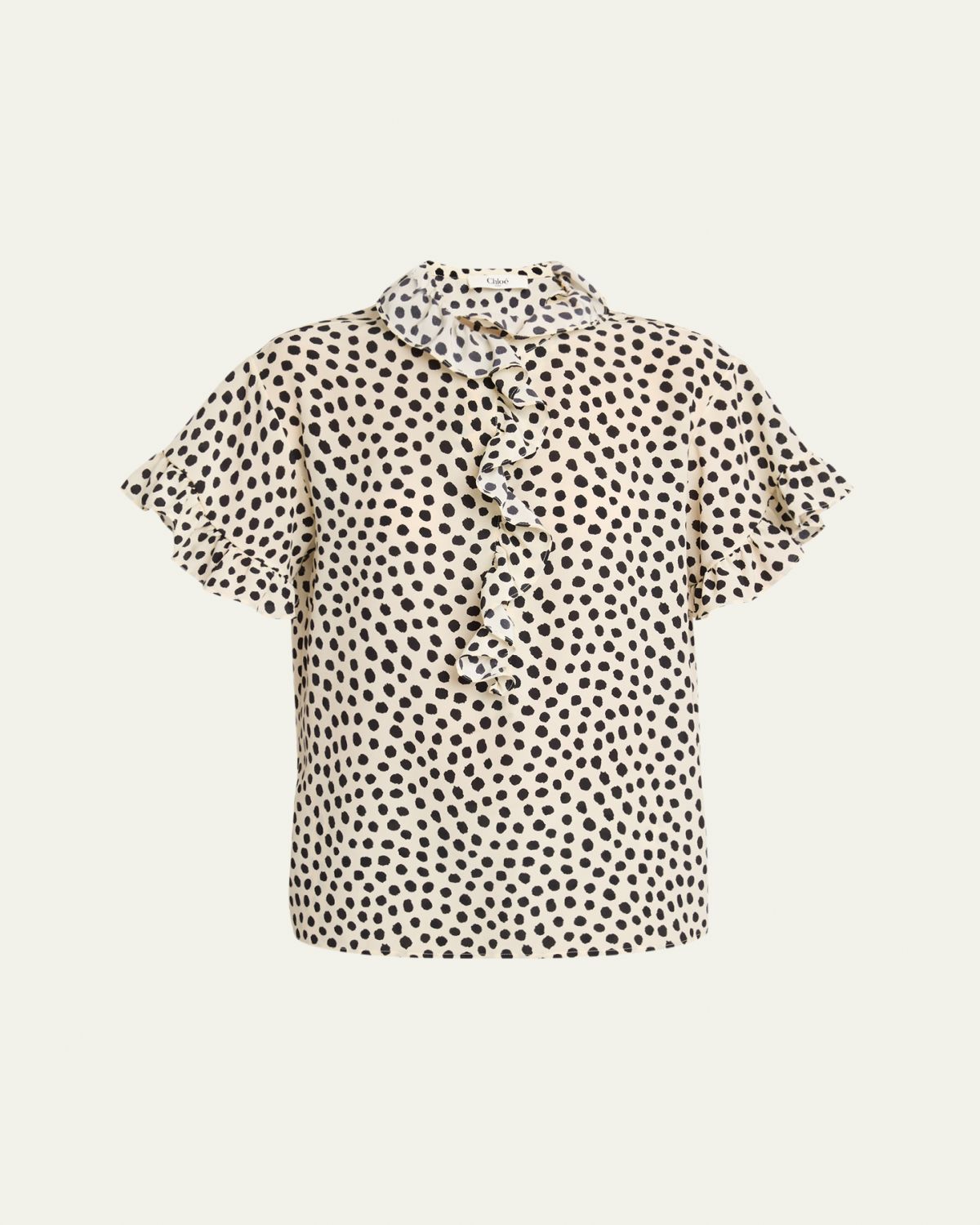 Chloe Dot-Print Organic Silk Crepe De Chine Blouse