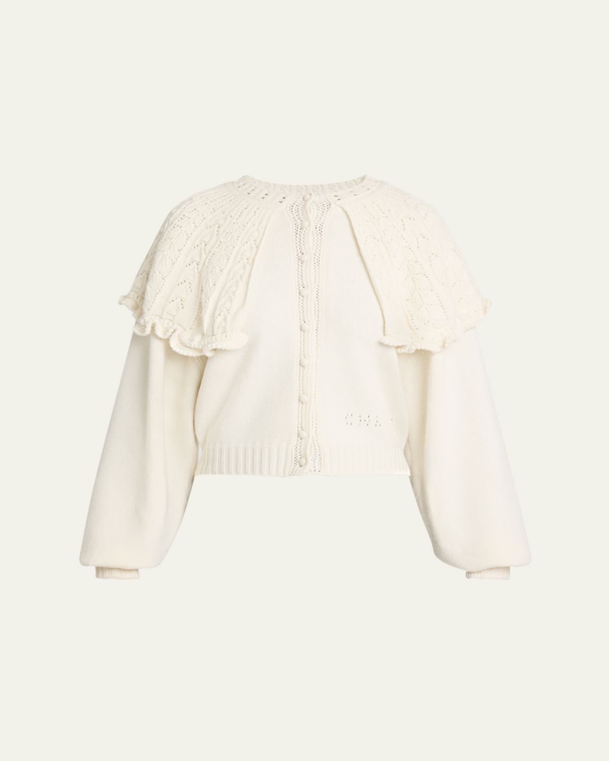 Chloe Wool-Cashmere Pointelle Capelet Cardigan