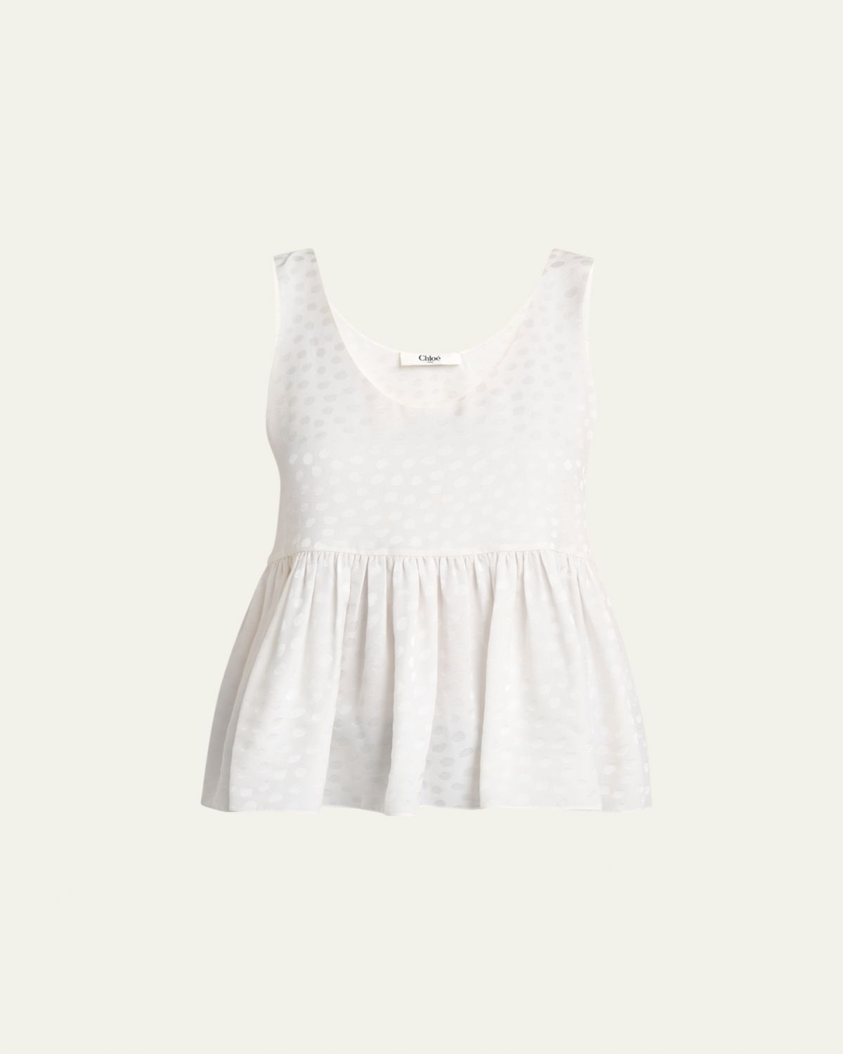 Chloe Dot Silk Jacquard Sleeveless Peplum Blouse