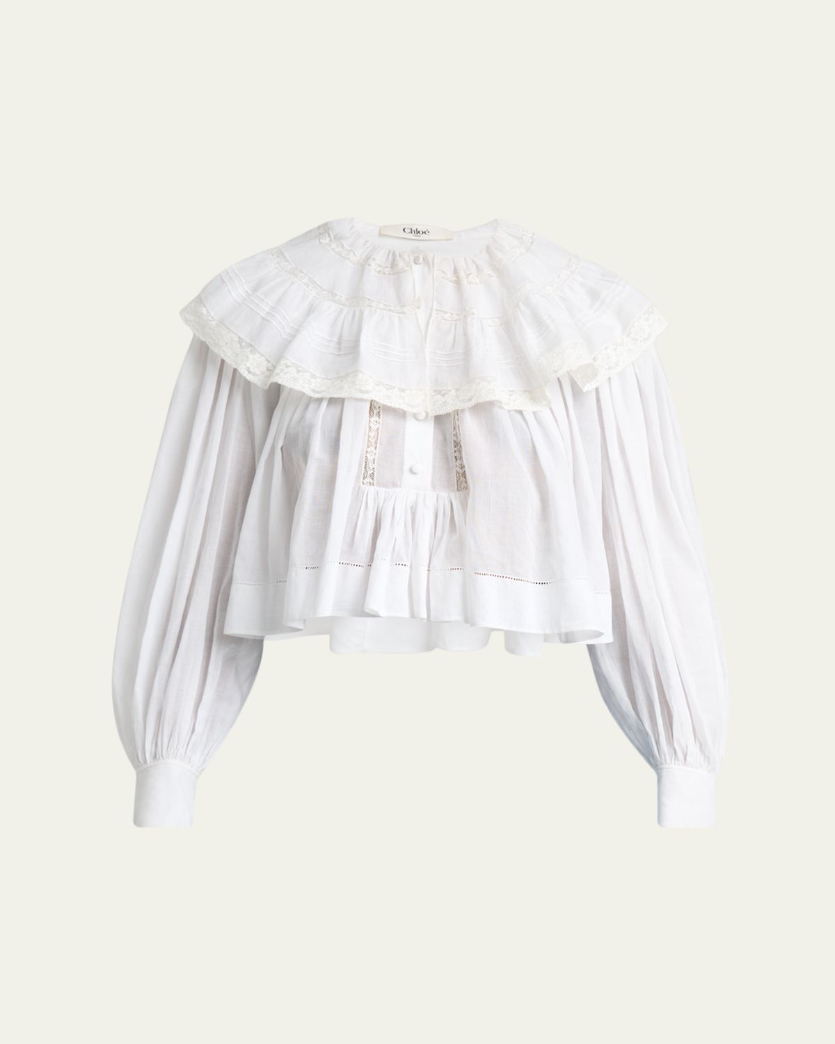 Light Cotton Voile Capelet Crop Blouse