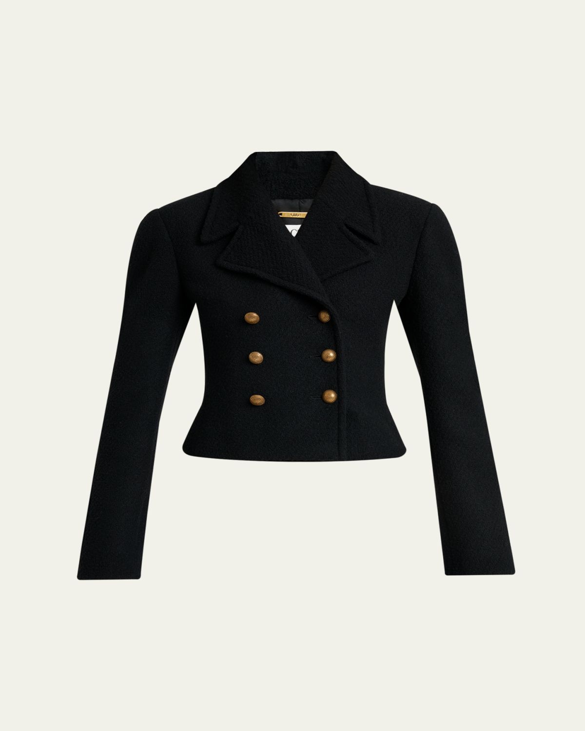 Chloe Double-Breasted Wool Bouclette Crop Jacket