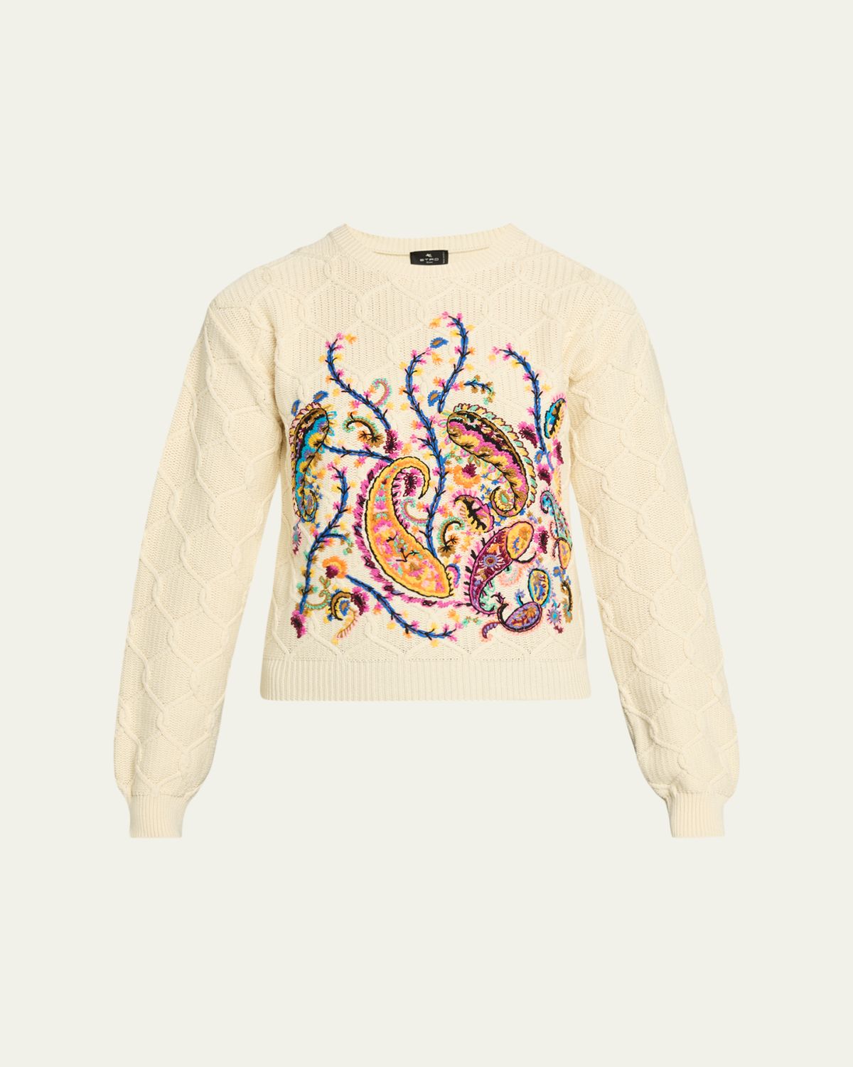 Etro Floral Paisley Embroidered Cotton-Blend Sweater