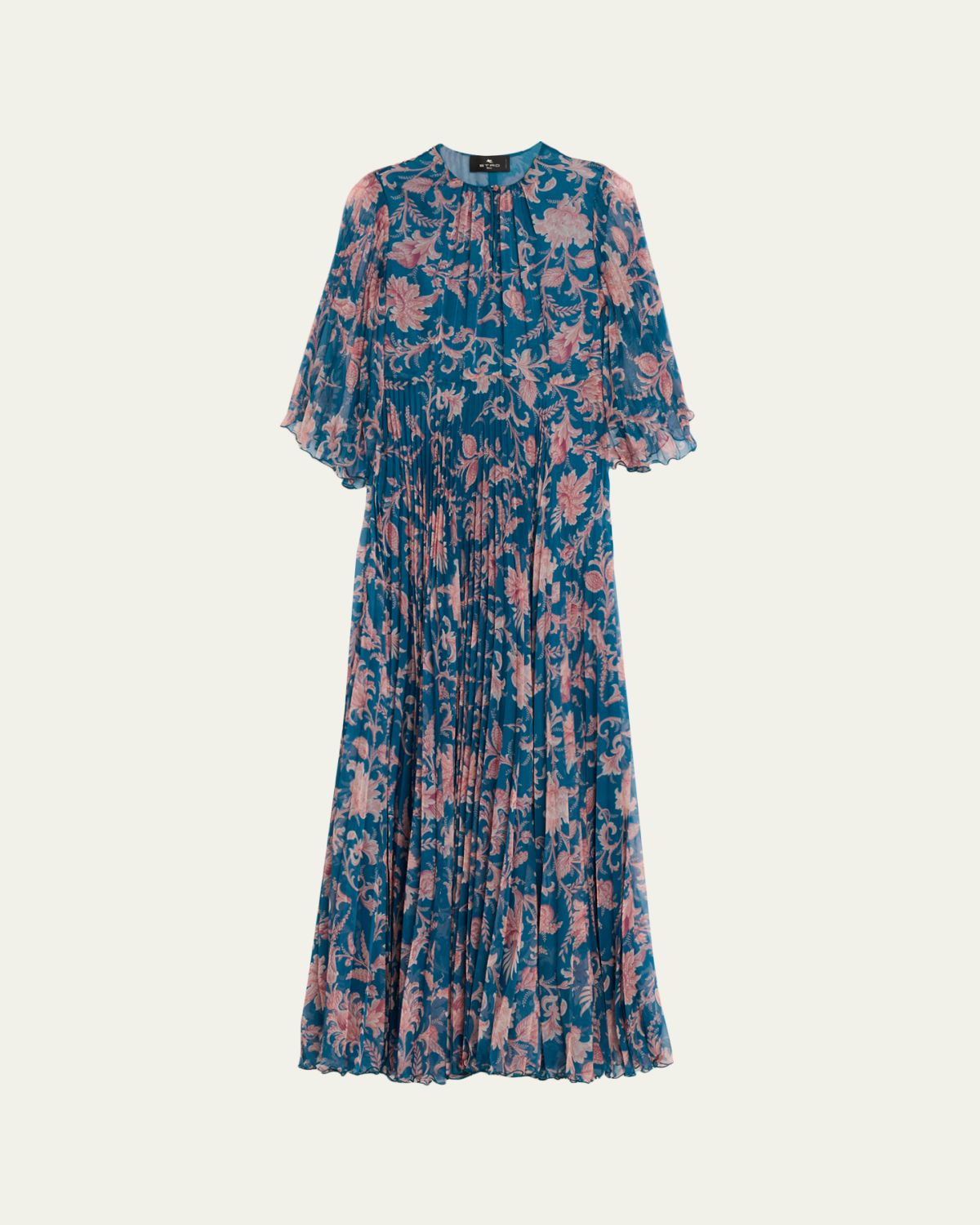 Etro Pleated Paisley Maxi Dress