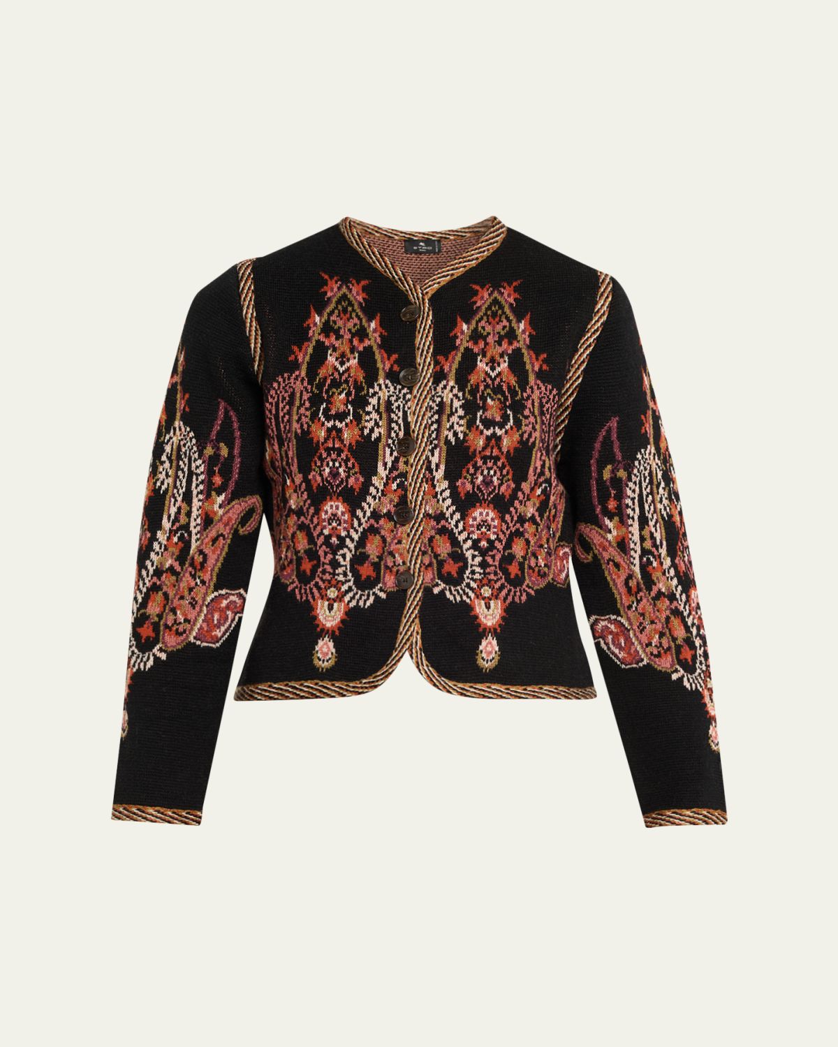Etro Paisley Jacquard Cropped Wool-Blend Cardigan
