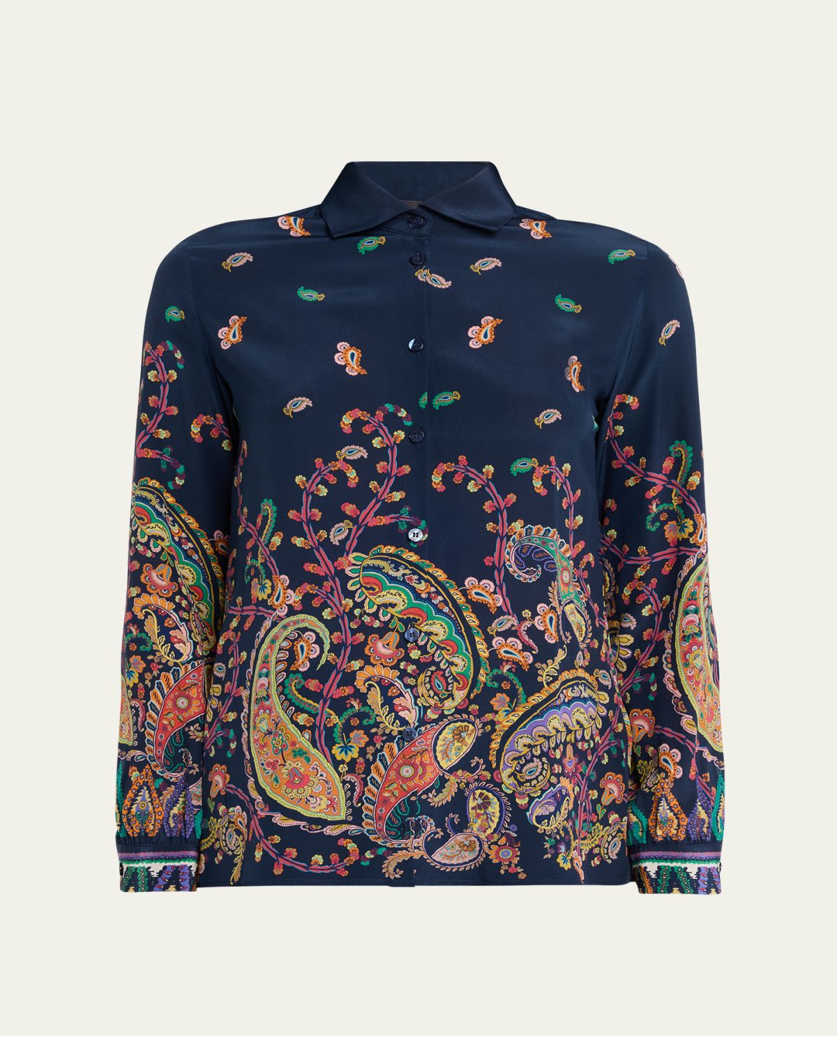 Etro Floral Paisley Silk Button-Front Shirt