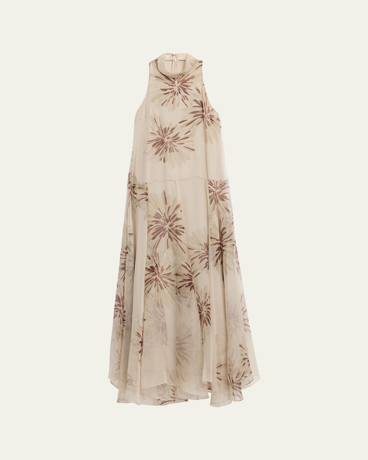 Brunello Cucinelli Floral-Print Silk Halter Maxi Dress