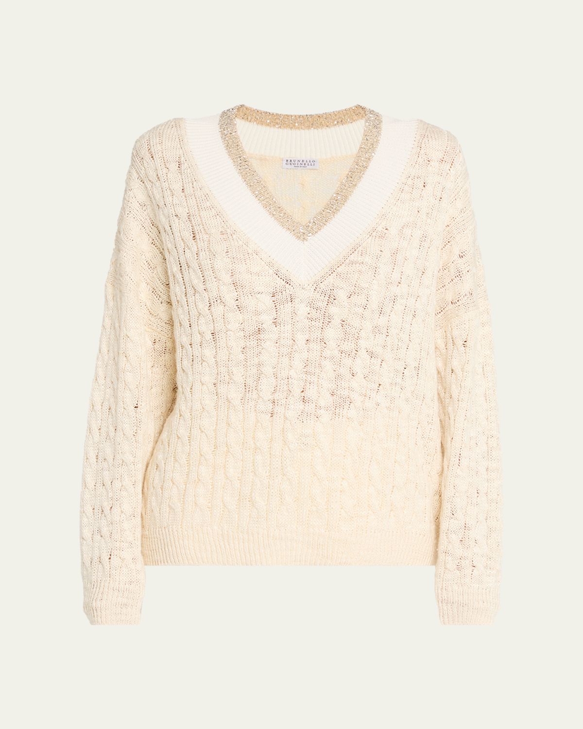 Brunello Cucinelli Oversized Sequin Cable-Knit Sweater