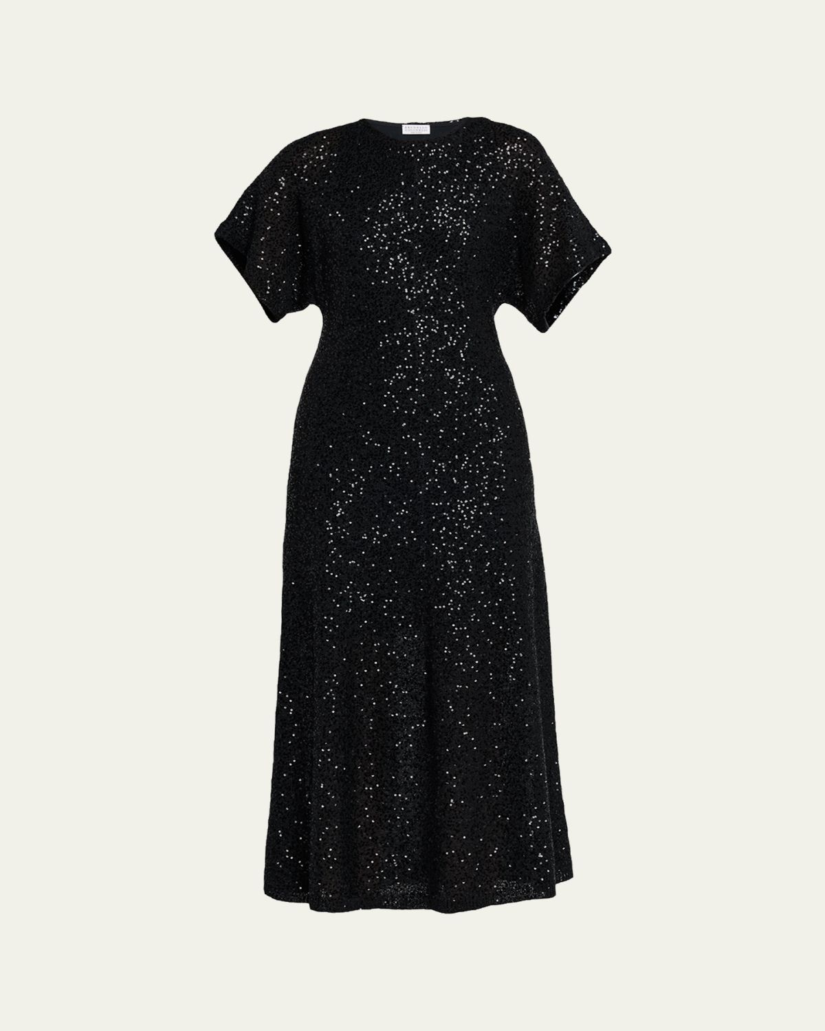Brunello Cucinelli Sequin Linen-Cashmere Midi Dress