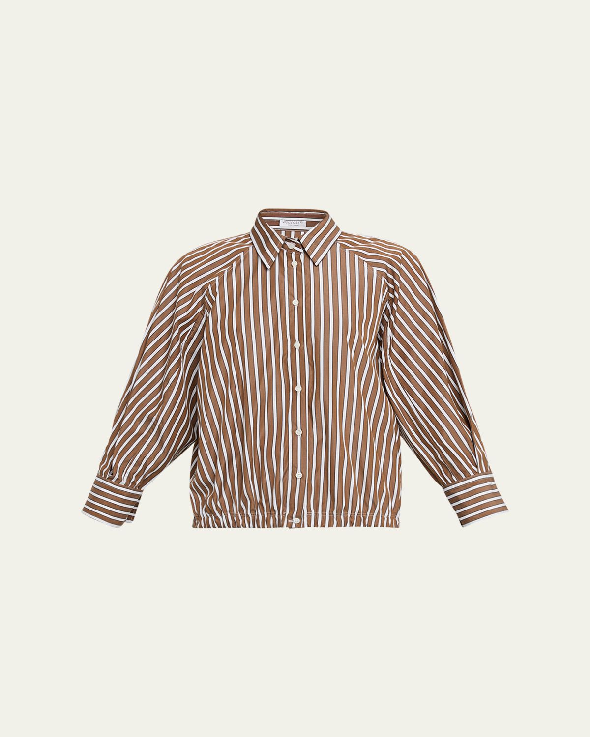 Brunello Cucinelli Striped Cotton Button-Down Balloon Shirt