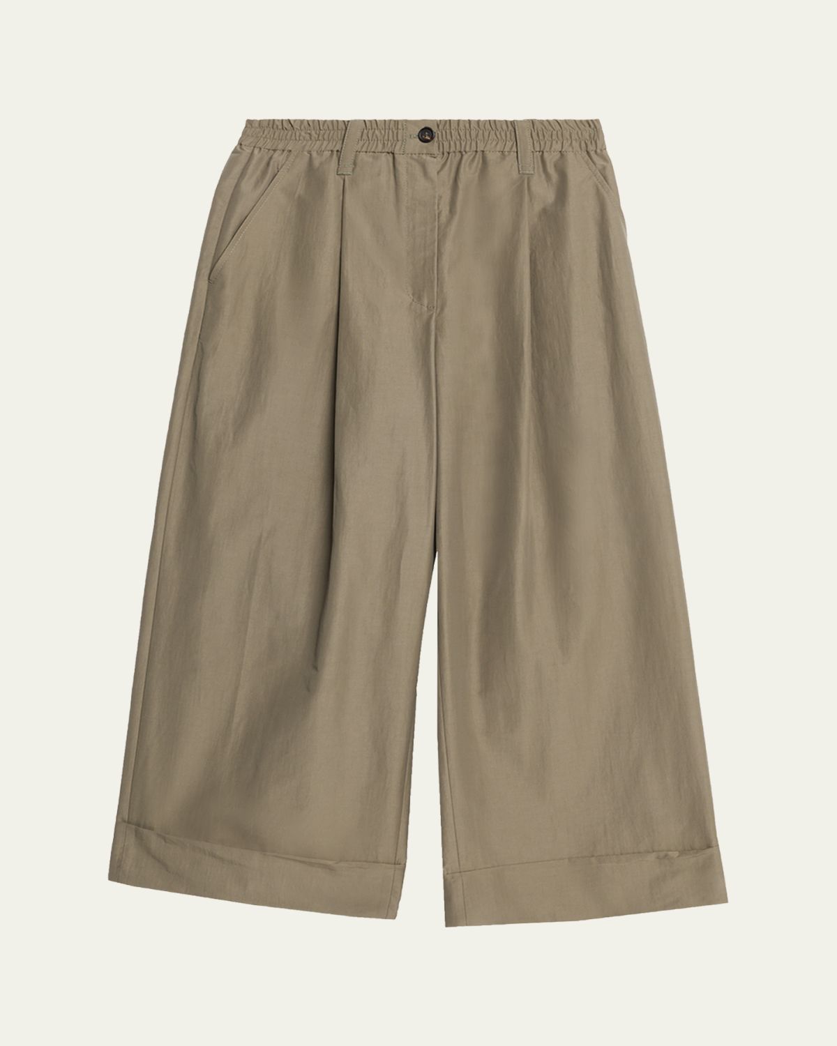 Brunello Cucinelli Lightweight Technical Cotton Wide-Leg Ankle Pants