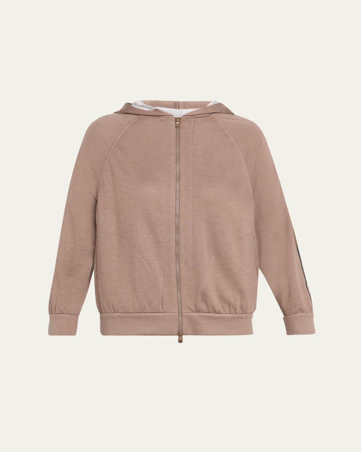 Brunello Cucinelli Monili Stripe Cotton-Silk Zip Jacket